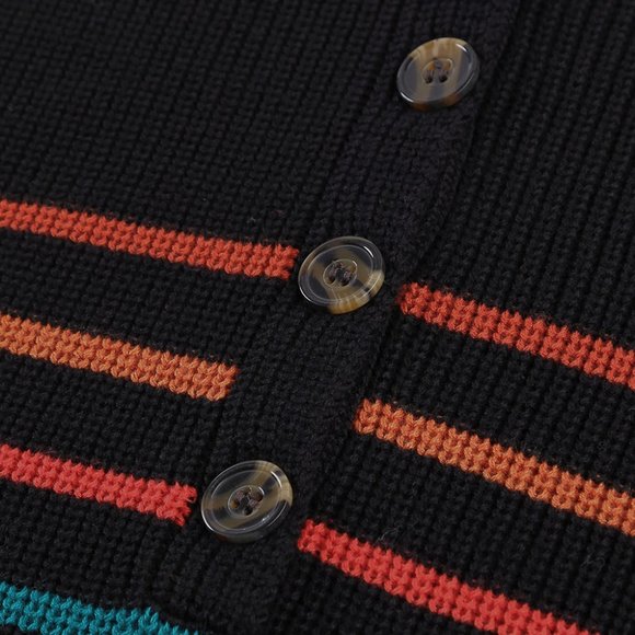 Black V Neck Striped Button Down Knit Tank - Picture 8 of 11